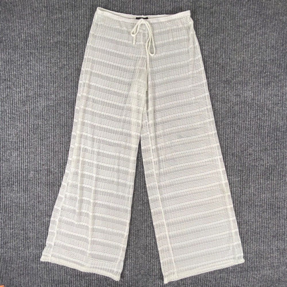 Jordan Taylor Cover Up Pants Womens Medium White Knit Sheer Beach Boho USA Made